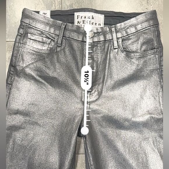 Frank & Eileen Sligo Italian Waxed Denim Jeans Size 29 Silver Metallic Dime - Picture 11 of 13